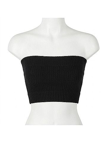 Nikibiki Seamless Ribbed Bandeau Top in Black (view 1)