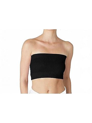 Nikibiki Seamless Ribbed Bandeau Top in Black (view 2)