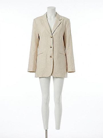 Posse Leon Long Sleeve Blazer in Beige Pinstripe (view 1)
