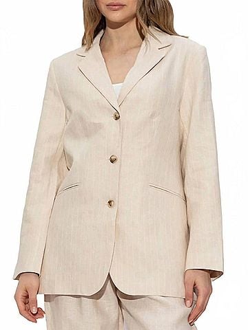 Posse Leon Long Sleeve Blazer in Beige Pinstripe (view 2)