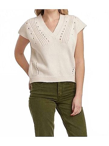 Dear John Una V-Neck Sleeveless Sweater in Ivory (view 2)