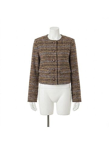 Central Park West Women's Billie Jewel Neck Jacket in Plaid (view 1)