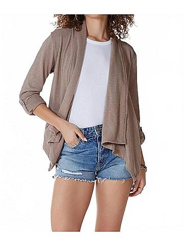 Bobi Drape Front Blazer in Hazelnut (view 2)