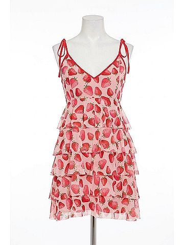 Eva Franco Rada Tiered Mesh Mini Dress in Strawberry Fields (view 1)