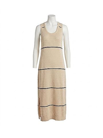 Varley Scott Scoop Neck Midi Dress in Striped (view 1)