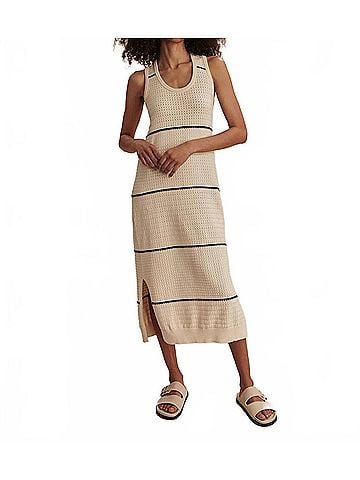 Varley Scott Scoop Neck Midi Dress in Striped (view 2)