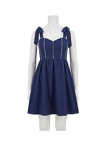 TCEC Weekend Favorite Tie Shoulder Mini Dress in Navy (view 1)