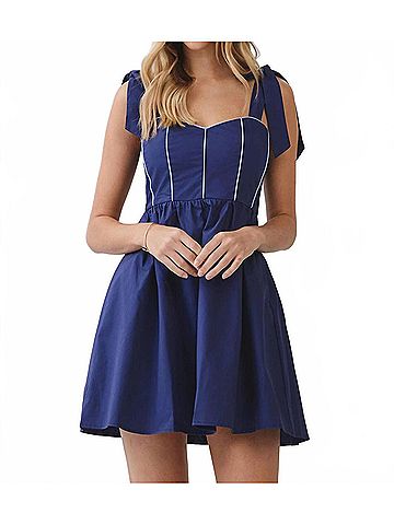 TCEC Weekend Favorite Tie Shoulder Mini Dress in Navy (view 2)