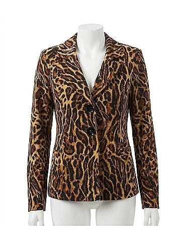 Joseph Ribkoff Animal Print Fitted Blazer Jacket in Black/Brown (view 1)