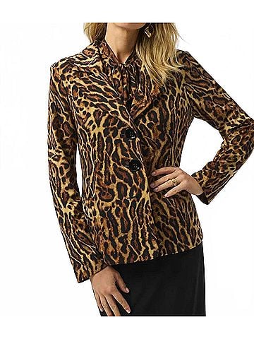 Joseph Ribkoff Animal Print Fitted Blazer Jacket in Black/Brown (view 2)