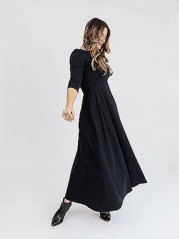 Mata Traders Mumbai Maxi Dress in Black Rib Knit (view 2)