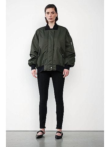 WithBlack Kally Bomber Jacket in Grape Leaf Green (view 2)