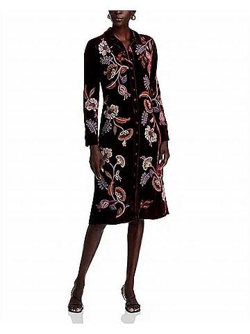 Johnny Was Gineva Velvet Shirt Dress in Blackberry (view 2)