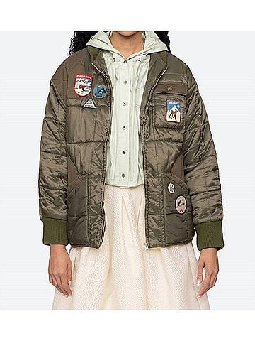 Sea New York Eira Quilted Puffer Jacket in Olive (view 2)