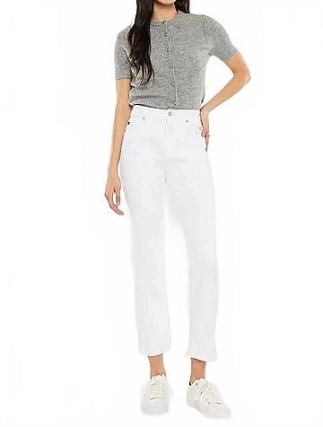 KANCAN JEANS High Rise Slim Straight Jean in White (view 2)