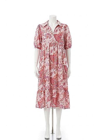Umgee Floral Tiered Midi Dress - Plus in Pink Mix (view 1)