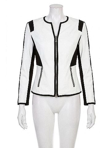 Peter Nygard Pocket Long Sleeve Blazer in White Black (view 1)