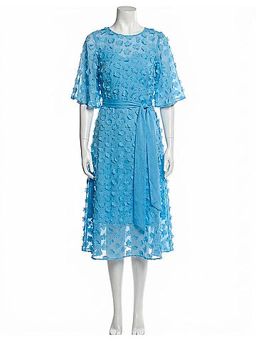 Joseph Ribkoff 3d Florals Belted Chiffon Fit And Flare Dress in Sky Blue (view 1)