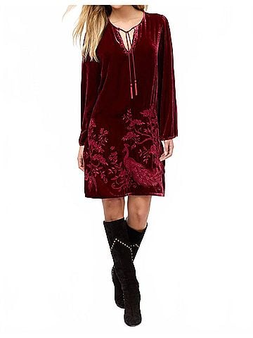 Johnny Was Molly Kimono Sleeve Relaxed Dress in Cran-Ruby Red (view 2)