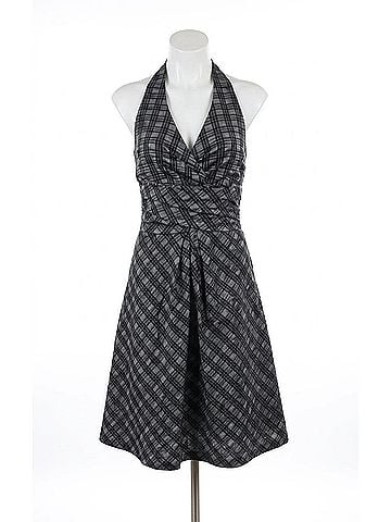 Donna Ricco Taffeta Plaid Halter Cocktail Dress in Grey/Black (view 1)