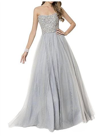 Terani Couture Two Tone Prom Dress in Silver Blue (view 2)