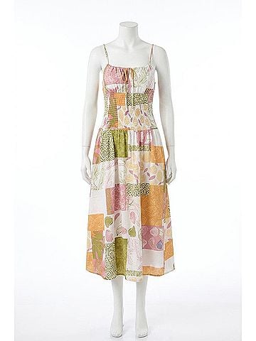 Illa Illa Sanibel Printed Midi Dress in Ivory Patchwork (view 1)