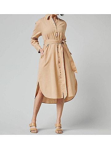 Downeast Petra Buttondown Dress in Tan (view 2)