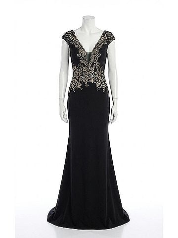 Tony Bowls Cap Sleeve Gown in Black (view 1)