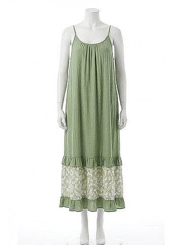 Bluheaven Maxi Dress W/ Leaf Print in Sage (view 1)