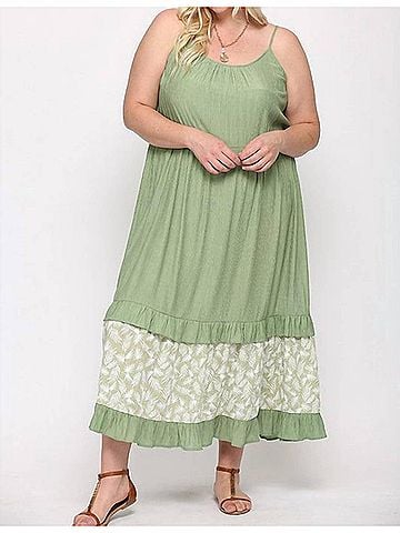 Bluheaven Maxi Dress W/ Leaf Print in Sage (view 2)