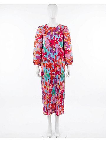 Karlie Big Floral Pleat Dress in Red Multi (view 1)