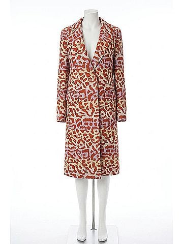 Smythe Peaked Lapel Overcoat in Lavender/Rust Leopard (view 1)
