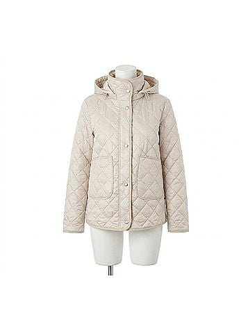 Adroit Atelier Women's Shelby Quilted Hooded Jacket in Birch (view 1)
