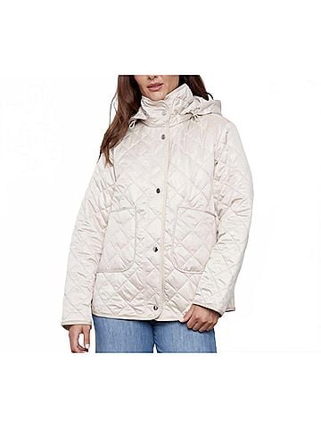 Adroit Atelier Women's Shelby Quilted Hooded Jacket in Birch (view 2)