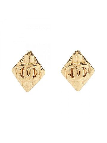 Chanel Chanel Coco Mark Diamond-Shaped Earrings 97P Jewelry GP (Gold Plated) Women's Gold Tone (view 1)