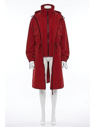 AMYLYNN Edith Hooded Layered Shell Parka in Wine (view 1)