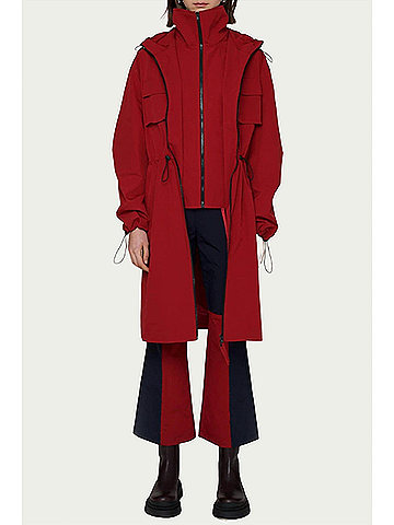 AMYLYNN Edith Hooded Layered Shell Parka in Wine (view 2)