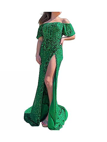 Sherri Hill Mermaid Maxi Dress in Emerald (view 2)