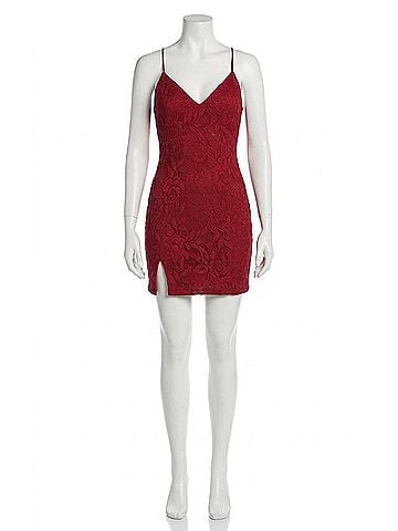 La Femme Lace Cocktail Dress in Red (view 1)