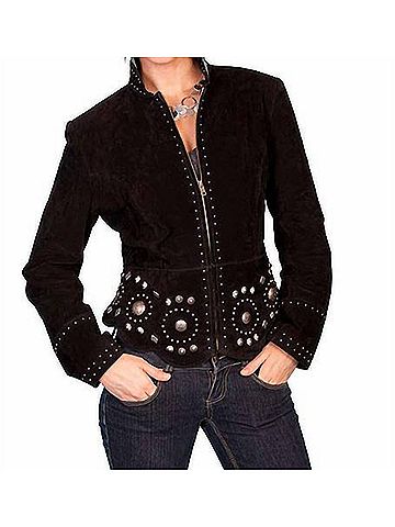 Scully Suede Concho Jacket in Black (view 2)