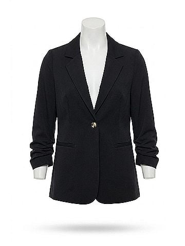Doe & Rae Cinched Sleeve Blazer in Black (view 1)