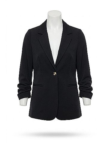 Doe & Rae Cinched Sleeve Blazer in Black (view 1)