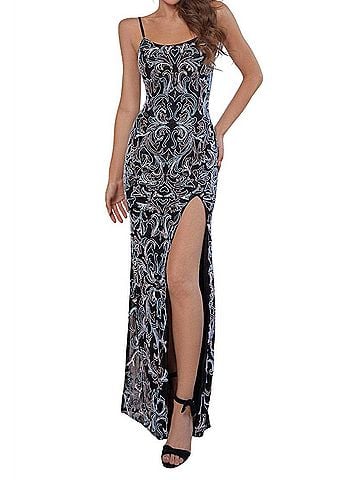 Scala Long Multi Pattern Gown in Multi/Black (view 2)