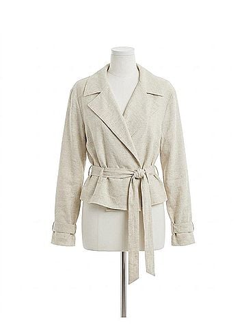 Amanda Maria Women's Linen Tie Blazer in Natural (view 1)