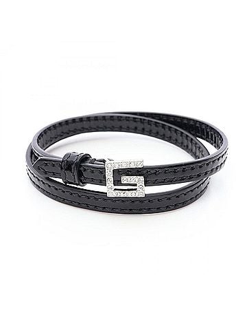 Gucci Gucci G-logo bracelet, accessory, metal, enamel leather, rhinestones, women's, black/clear. (view 1)