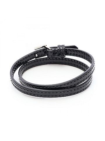 Gucci Gucci G-logo bracelet, accessory, metal, enamel leather, rhinestones, women's, black/clear. (view 2)