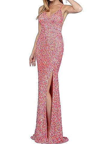 Scala Sequin Gown With Criss Cross Back in Confetti (view 2)