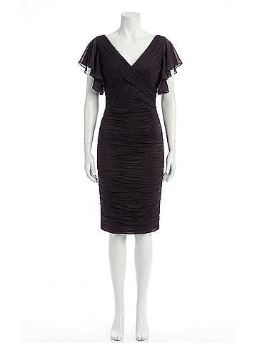VM Short Sleeve Ruched Cocktail Dress in Black (view 1)