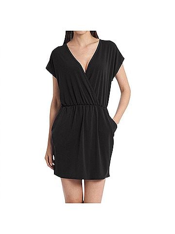 Jordan Taylor V-Neck Surplice Dress in Black (view 2)