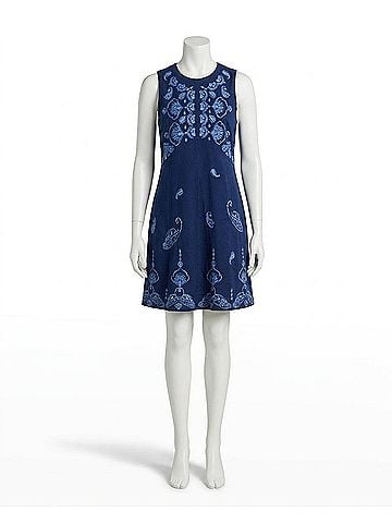Johnny Was Jaden Chevron Mid Knit Tank Dress in Blue Night (view 1)